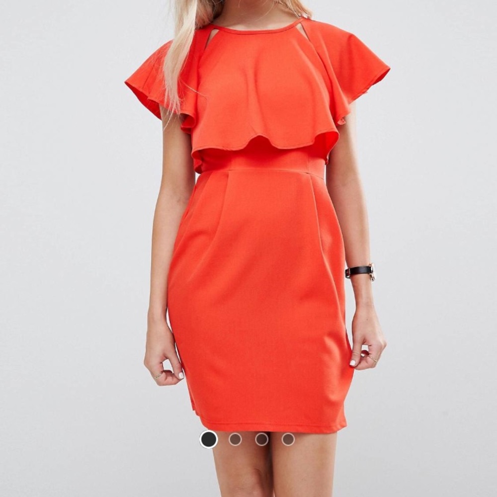 NWT ASOS orange dress with flutter sleeves